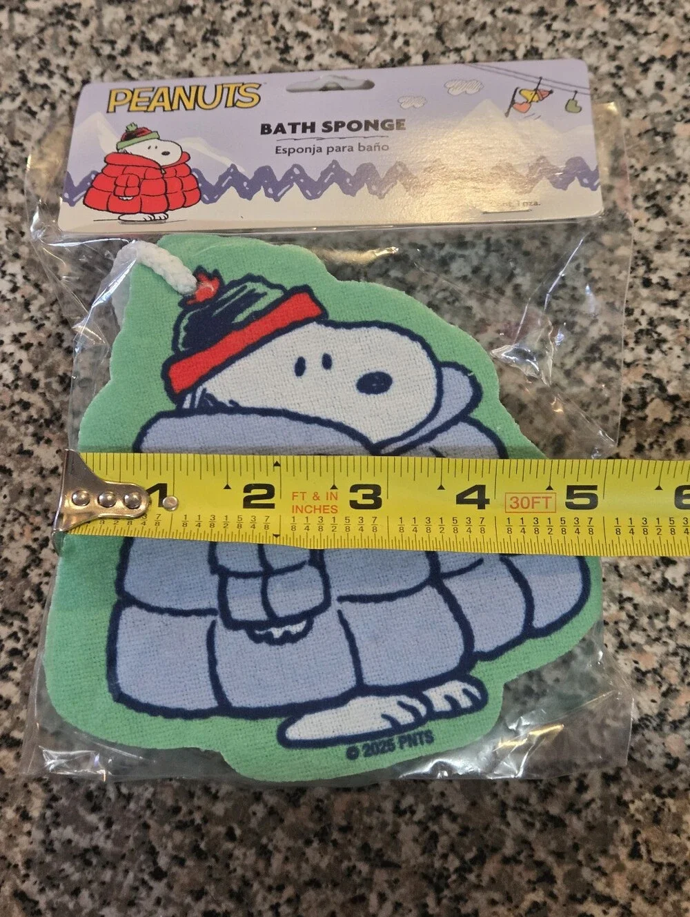 Peanuts Snoopy Green, Light Blue & Red Bath Sponge with Rope